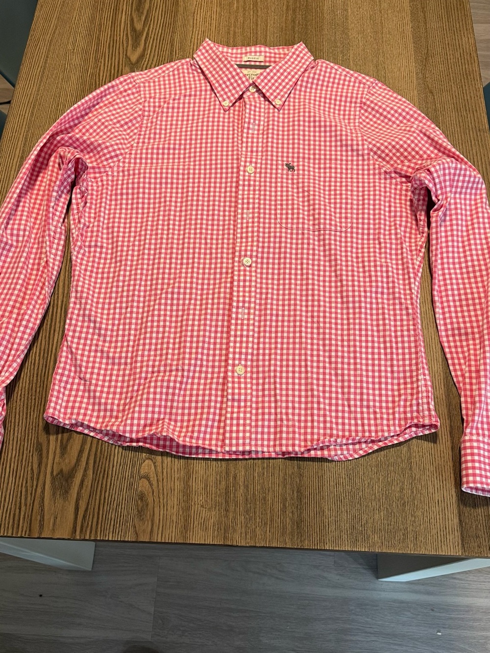 Abercrombie & Fitch Pink Gingham Button-Down Shirt